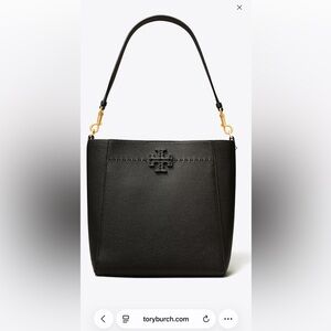 Gorgeous like new authentic Tory Burch Black Leather bucket bag